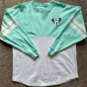 Disney Mint and White Long Sleeve Tee with Minnie Mouse